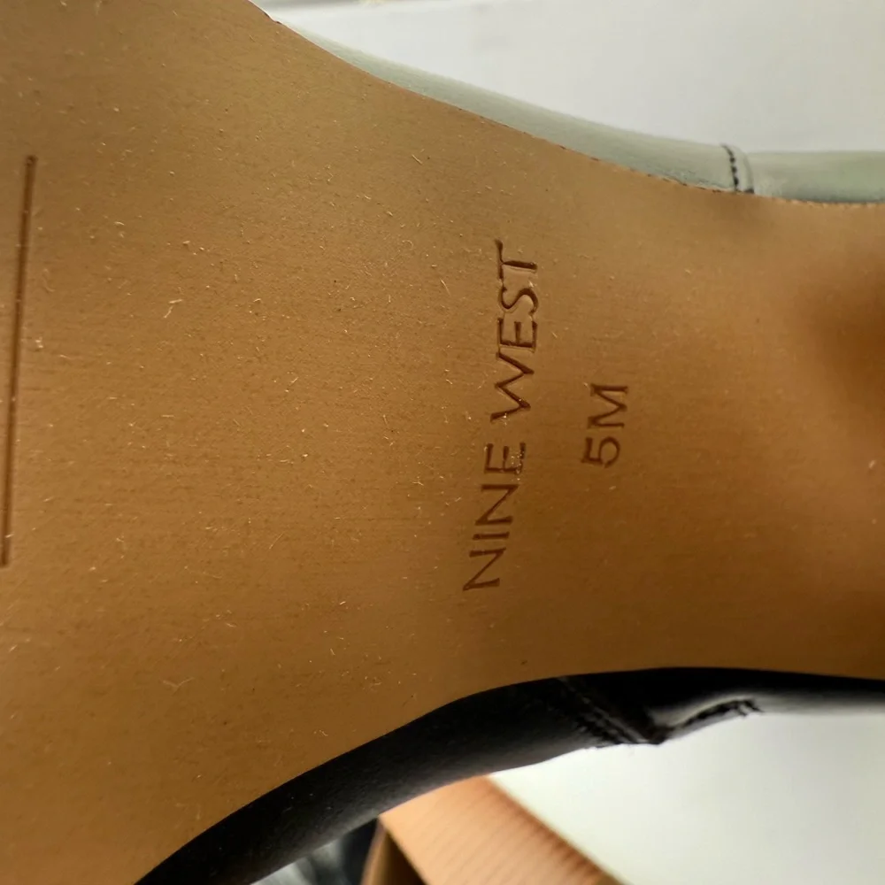 Nine West Tall Black Leather‎ Block Heel Boots – Size 5 – New in Box
